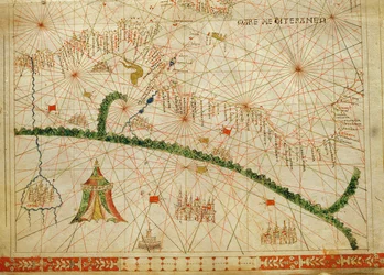 Nordafrika, aus einem nautischen Atlas, 1520 (Tinte auf Pergament) (Detail)